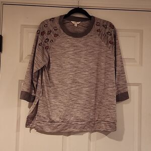 Secret Treasures Soft Gray sweater with cheetah design S